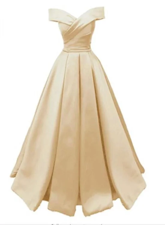 Champagne Satin Off Shoulder Satin A-line New Style Party Dress, Long Prom Dress 2021 Tunics Canvas sturdy Champagne Satin Off Shoulder Satin A-line New Style Party Dress, Long Prom Dress 2021 Tunics Canvas sturdy