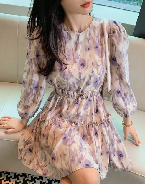 BOHO FLORAL PRINT BOW TIE NECK CHIFFON SUMMER DRESS Tunics Bridal satin