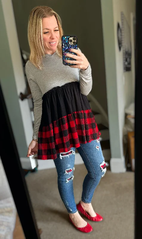 My Glory Days Were Plaid - Tiered Buffalo Plaid Hoodie Tunic Hoodie with Reflective Safety Nightwear My Glory Days Were Plaid - Tiered Buffalo Plaid Hoodie Tunic Hoodie with Reflective Safety Nightwear