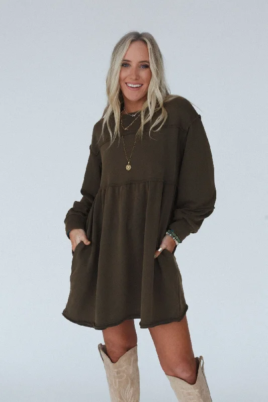 Estelle Dress - Olive sweetheart Neckline Romantic