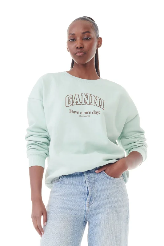 Ganni - Isoli Ganni Oversized Sweatshirt Hoodie with Hem Patch Decorative Personalized Ganni - Isoli Ganni Oversized Sweatshirt Hoodie with Hem Patch Decorative Personalized