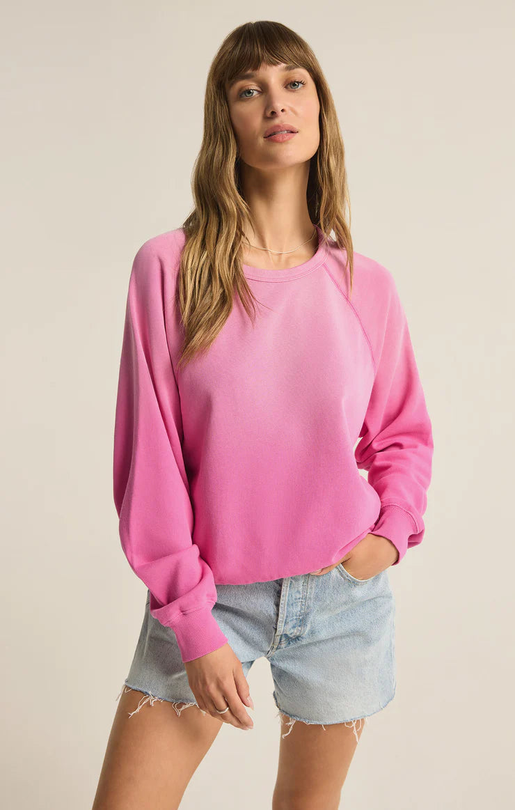 Z Supply Heartbreaker Pink Washed Ashore Sweatshirt Hoodie with Print Artistic Unique