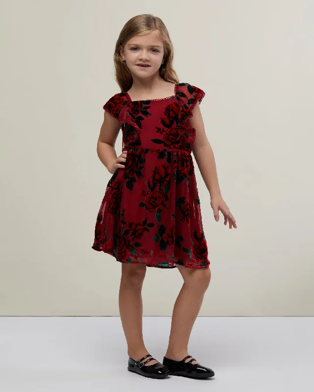 Girl's Flutter Fit & Flare Dress Tunics Trendy modern
