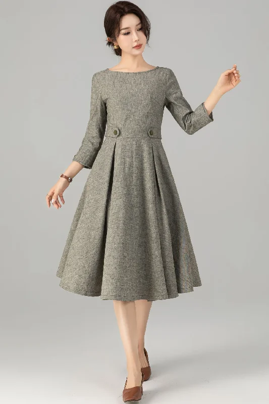 Vintage Inspired Linen Dress for Women 5706 Tunics Stylish elegant