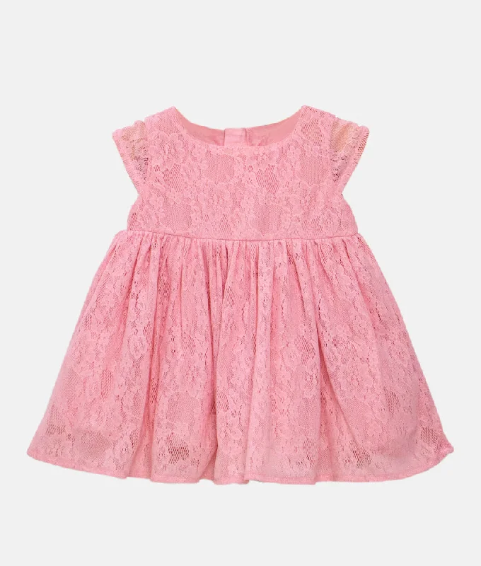 Light Pink Lace Girls Party Dress Peplum Ruffle Cocktail