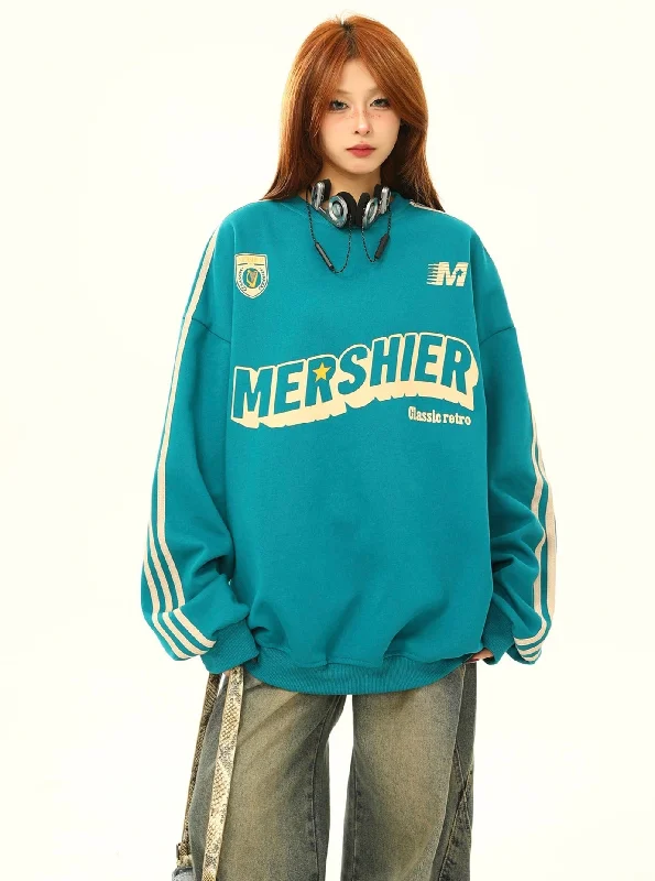 Retro-Style Oversized Sweatshirt Hoodie with Strings Custom Fit Adjustable