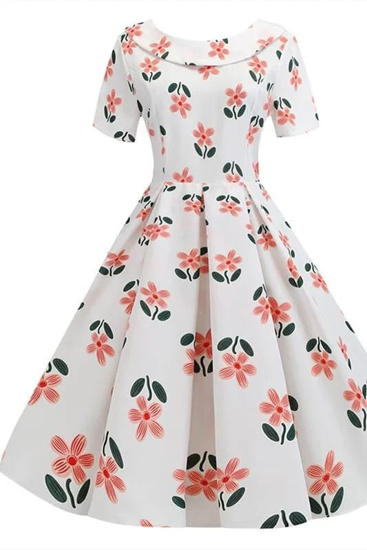 Peter Pan Collar Floral 50s Vintage Dress Tunics Essential wardrobe
