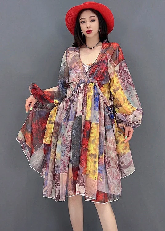 Classy V Neck Print Wrinkled Chiffon Party Dresses Long Sleeve Boatneck Modish Everyday Classy V Neck Print Wrinkled Chiffon Party Dresses Long Sleeve Boatneck Modish Everyday