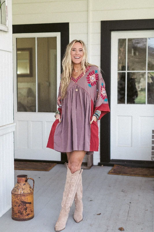 Sundara Embroidered Tunic Dress - Mocha Tunics Business professional