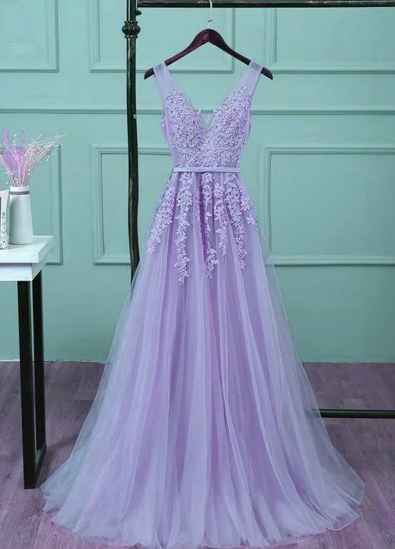 Elegant Light Purple Tulle Floor Length Prom Dress, New Style Party Dress Tunics Corduroy durable Elegant Light Purple Tulle Floor Length Prom Dress, New Style Party Dress Tunics Corduroy durable