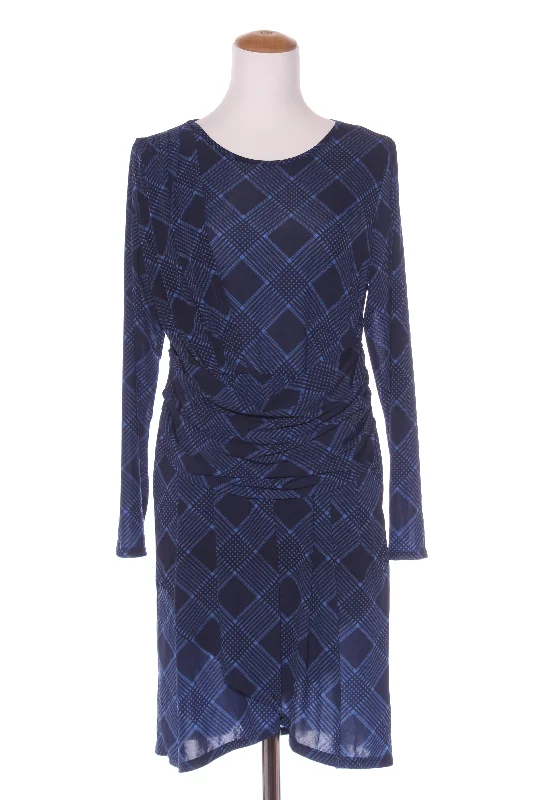 ONLY MOIETY - Blue check stretch dress! 14 Tunics Stylish modern