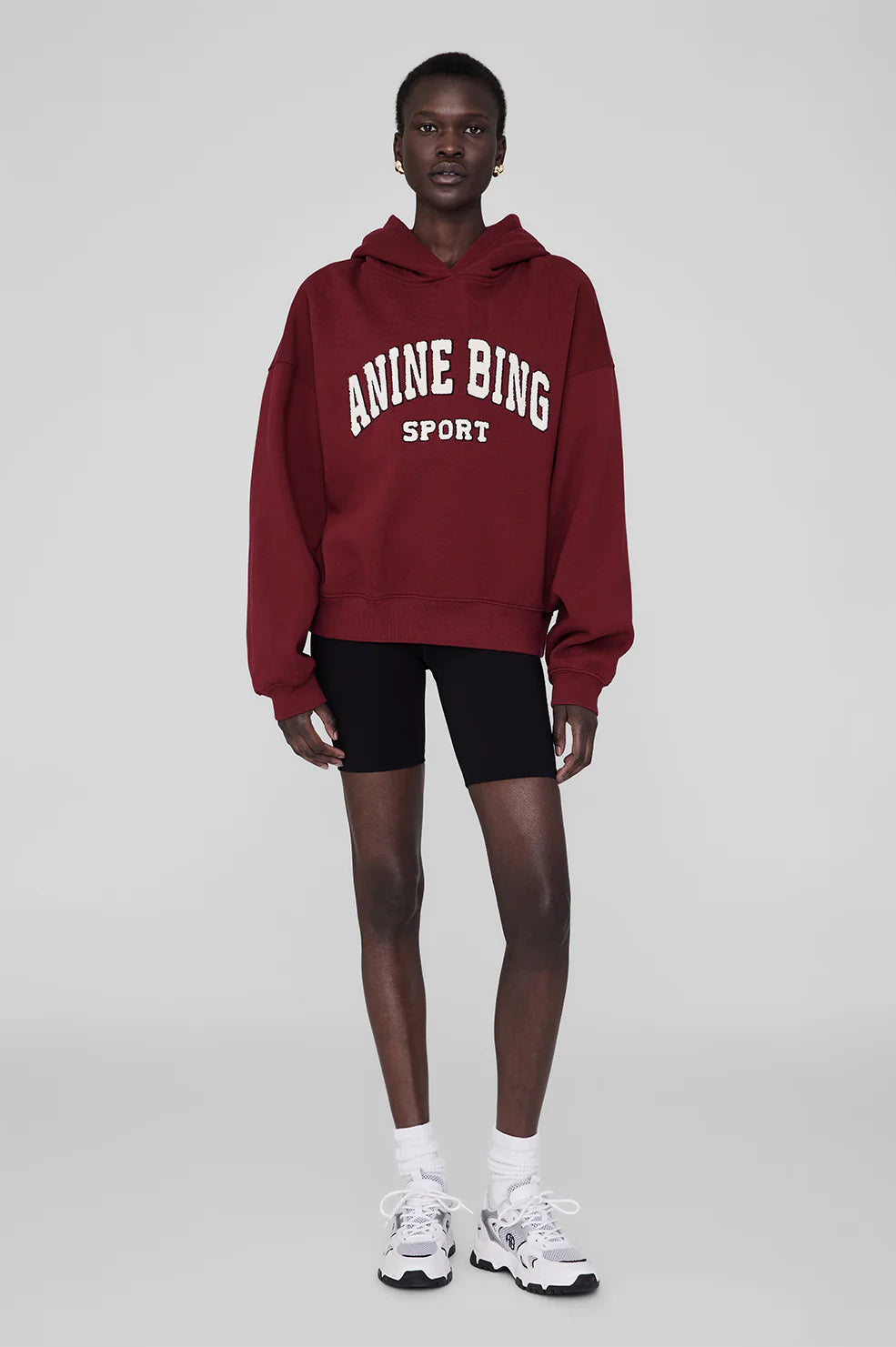 Anine Bing - Alec Hoodie Sport (Cabernet) Hoodie with Hem Fringe Bohemian Relaxed
