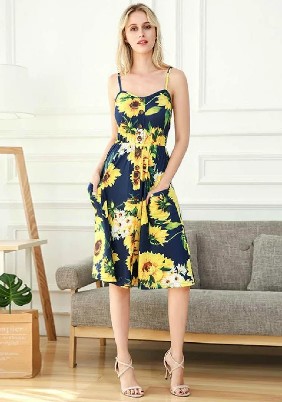 Sunflower Cami Midi Skater Dress Tunics Stylish elegant