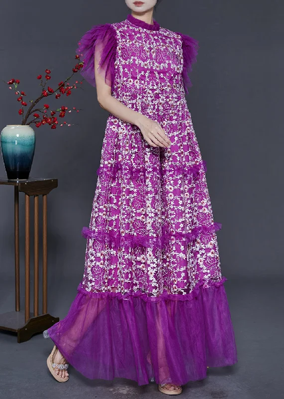 Pitaya Patchwork Tulle Party Dress Embroidered Summer Tunics Winter warm