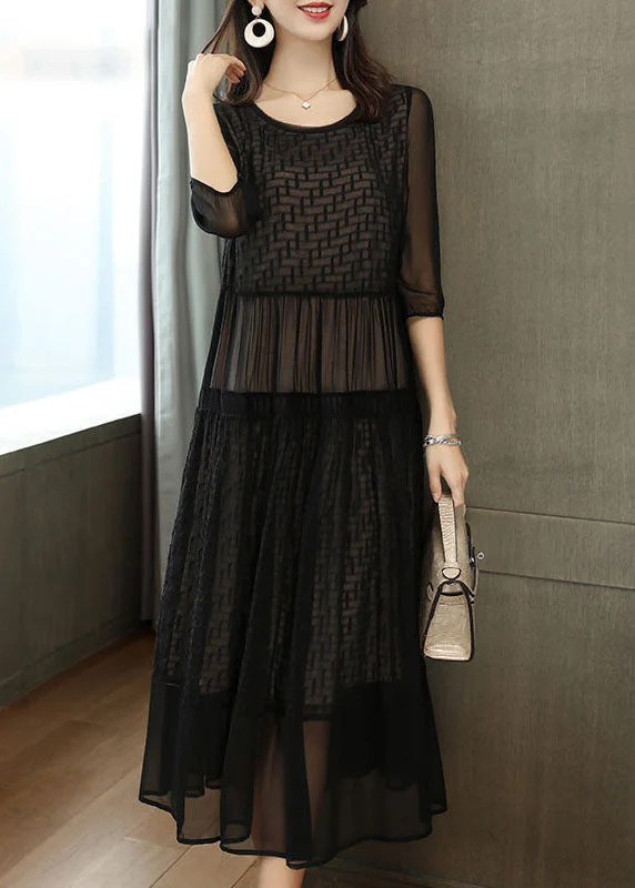 Plus Size Black Embroideried Patchwork Chiffon Party Dress Summer Tunics Canvas sturdy Plus Size Black Embroideried Patchwork Chiffon Party Dress Summer Tunics Canvas sturdy