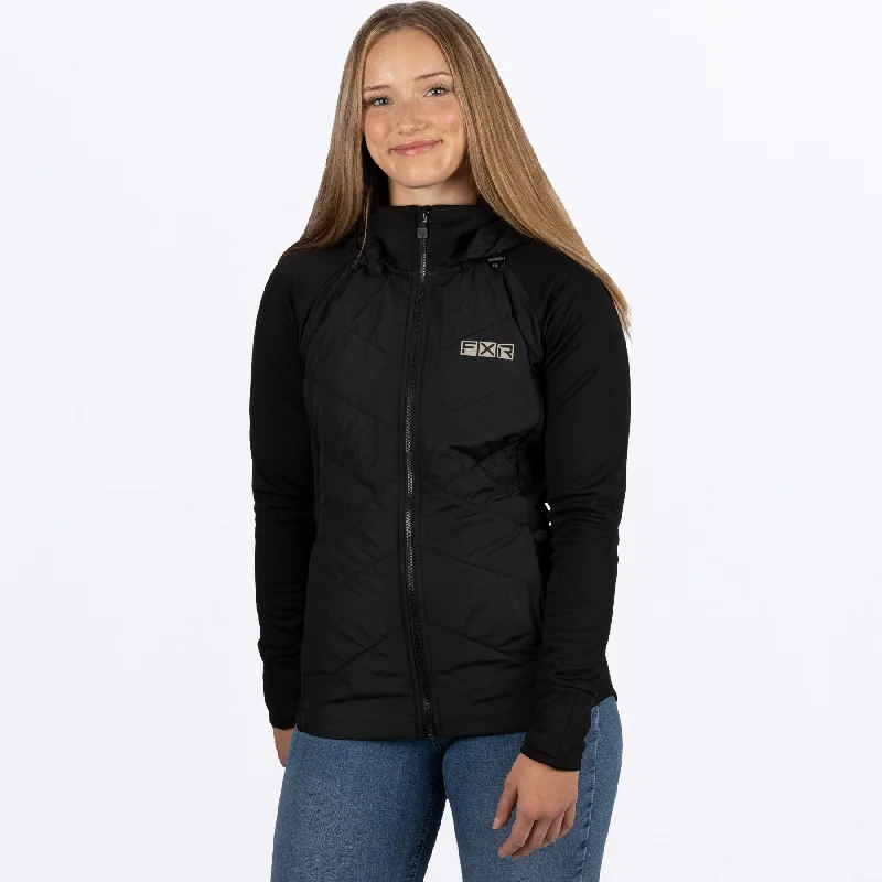 Women's Phoenix Quilted Hoodie Hoodie with Exposed Zipper Edgy Industrial