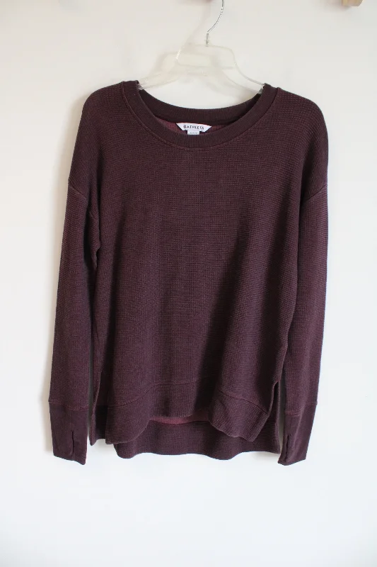 Athleta Burgundy Coaster Luxe Waffle Sweatshirt | S Oversized Hoodie Comfort Casual