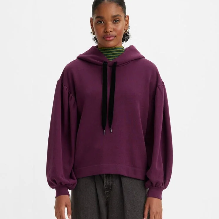 Levis Akane Rusched Hoodie - Forest Plum Hoodie with Back Slit Movement Comfort
