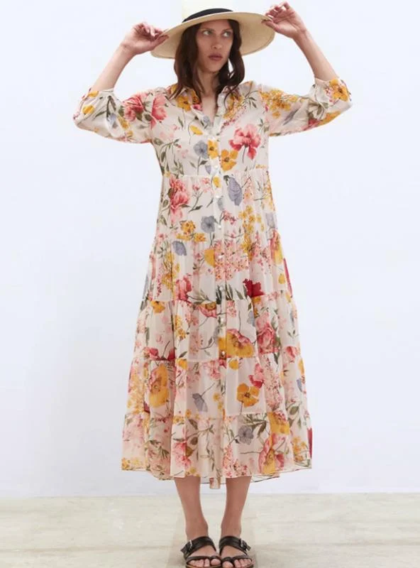WOMEN VINTAGE FLORAL PRINT CASUAL LOOSE LONG DRESS Tunics Gym athletic