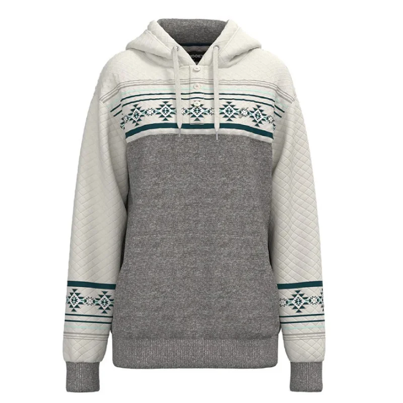 Hooey Women's Jimmy Grey & White Hoodie Hoodie with Lace Feminine Delicate