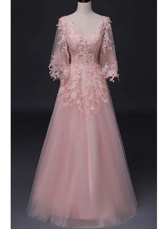 Beautiful Pink V-neckline Tulle Long Party Dress, Fashionable New Prom Dress Tunics Favorite customer Beautiful Pink V-neckline Tulle Long Party Dress, Fashionable New Prom Dress Tunics Favorite customer
