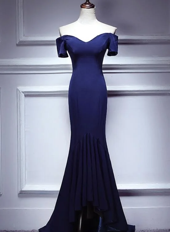 Navy Blue Spandex Mermaid Sweetheart Evening Gown, Charming Blue Prom Dress Party Dress Tunics Solid Classic Navy Blue Spandex Mermaid Sweetheart Evening Gown, Charming Blue Prom Dress Party Dress Tunics Solid Classic