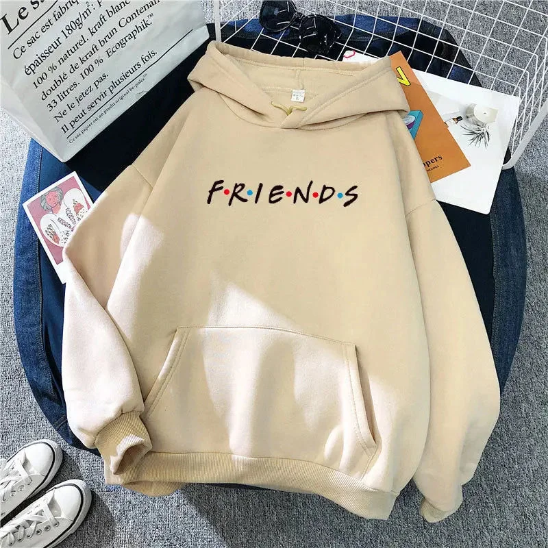 Friends Hoodie Hoodie with Hem Fringe Bohemian Relaxed