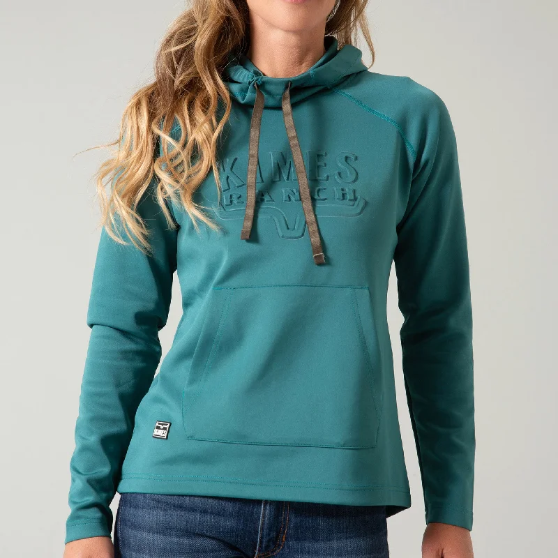 Kimes Women's Teal Embossed Kimes Hoodie Hoodie with Pocket Utility Practical