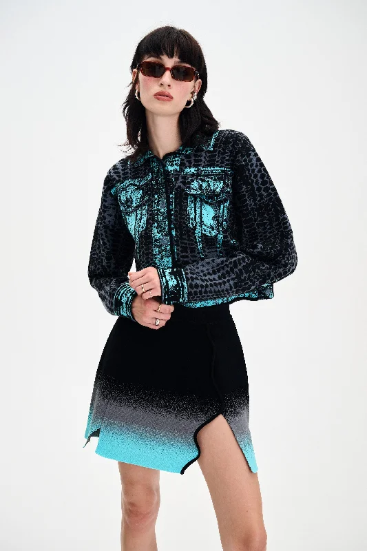 BETTY OVERSIZED CROPPED JACKET Satin Jacket Silk Jacket Chiffon Jacket