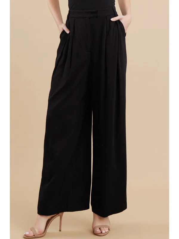 Wide Leg Dress Pant in Burgundy Stylish Casual Pants