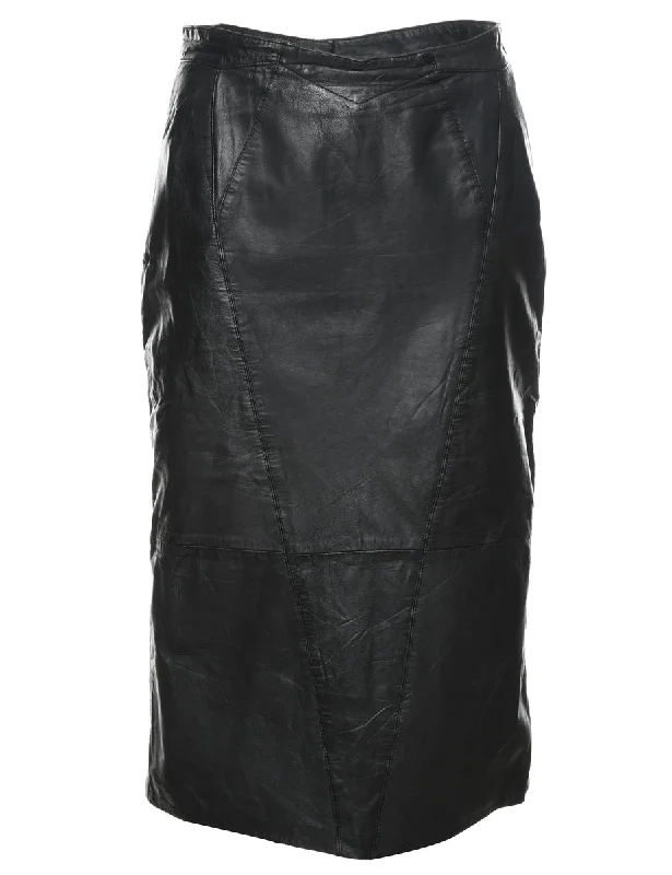Pencil Shape Leather Skirt - S casual skirt length