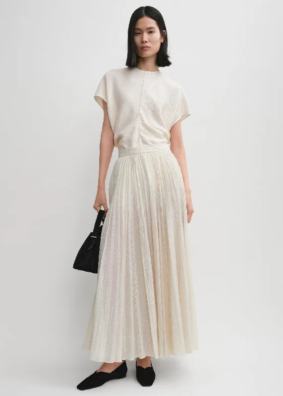 Crinkled plissé skirt meringue satin skirt smooth
