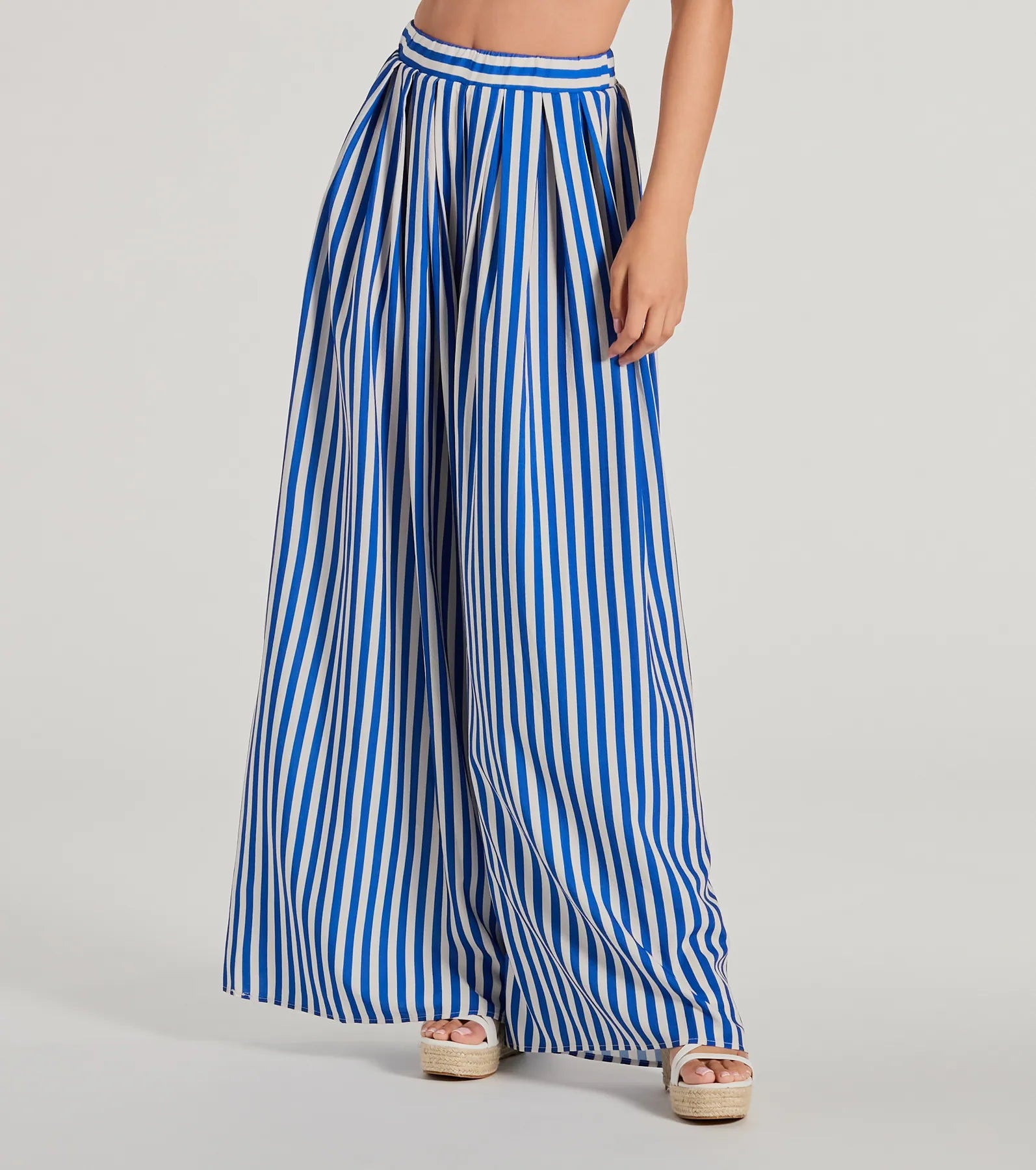 Festive Fun High-Rise Striped Palazzo Pants Chic Capri Pants