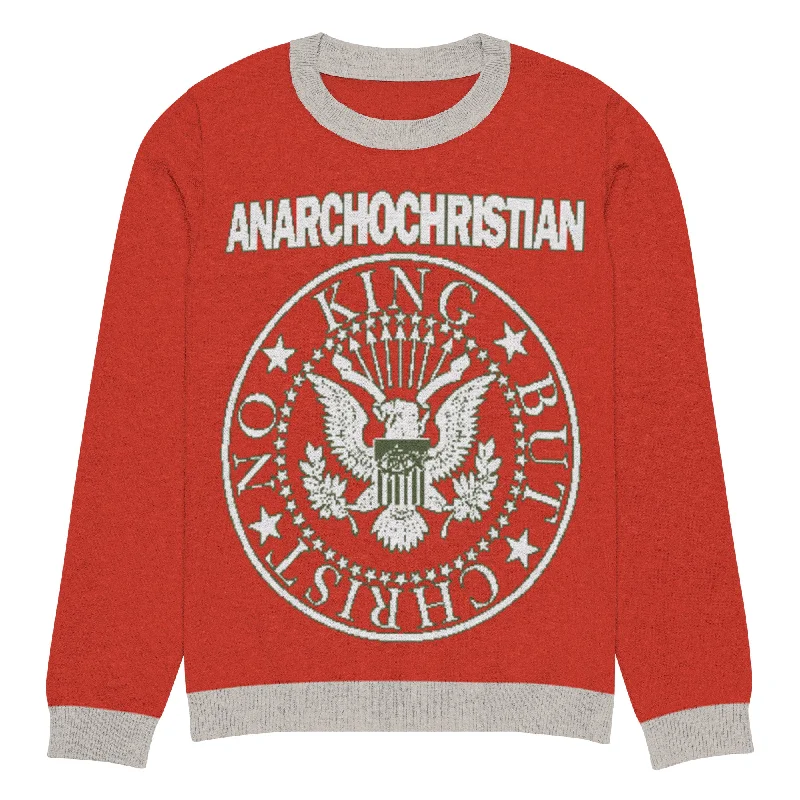 ANarchoChristian Seal Knitted Ugly Christmas sweater Solid Print Embellished