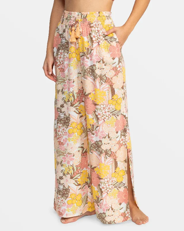 Tropical Rhythm Wide Leg Beach Pants - White Viva La Vida Chic Wool Trousers