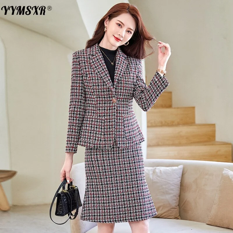 Large Size S-4XL 2022 Winter Professional Wear Women's Elegant Ladies Jacket Casual High Waist Skirt 2-piece Set of Wool Jacket Cashmere Jacket Tweed Jacket Large Size S-4XL 2022 Winter Professional Wear Women's Elegant Ladies Jacket Casual High Waist Skirt 2-piece Set of Wool Jacket Cashmere Jacket Tweed Jacket