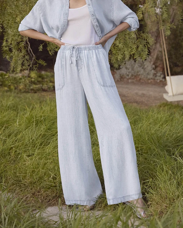 Bleached Indigo Angie Palazzo Pant Comfortable Jogging Pants