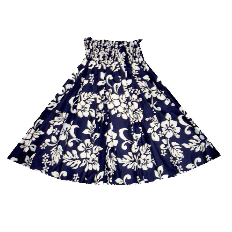 Original Hibiscus Cotton Navy blue Hula Skirt Made in Hawaii cashmere skirt fine