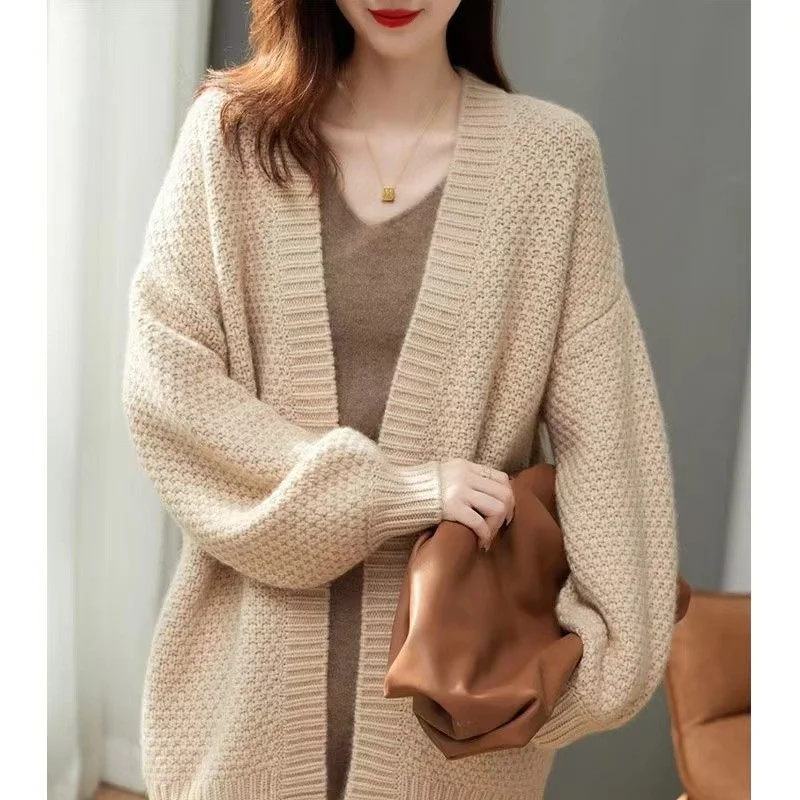 Women Fashion Loose Knitted Sweater Coat Oversized Loose Flowy