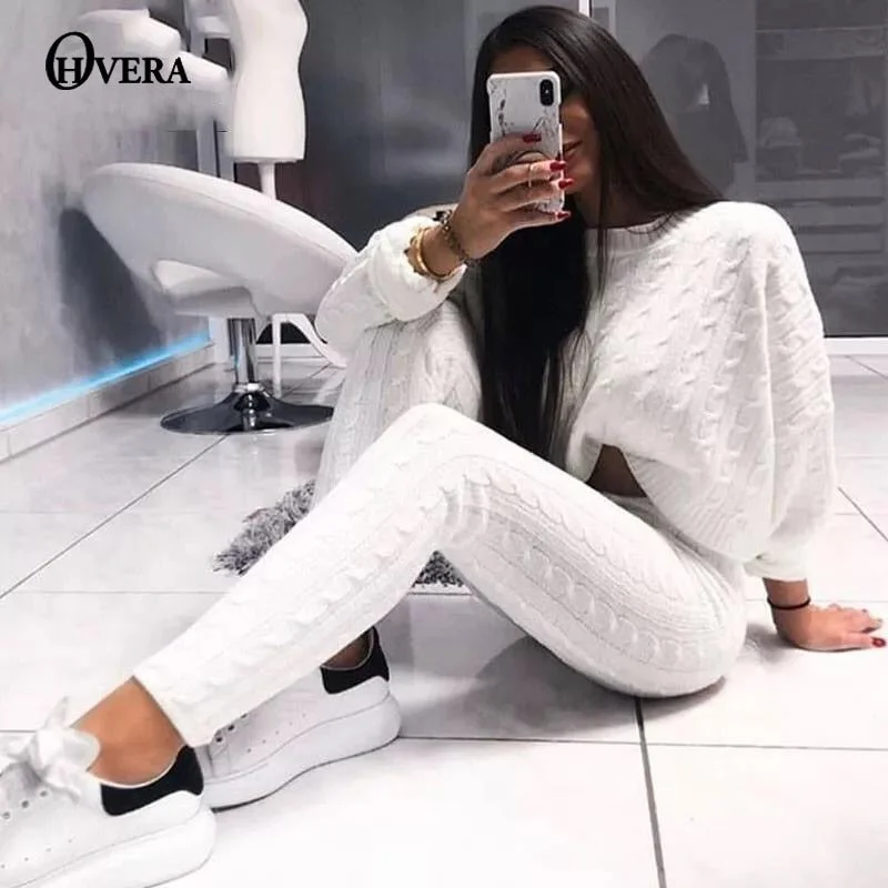 Ohvera Knitted 2 Piece Set Women Long Sleeve Crop Tops And Long Pants Sexy 2018 Winter Sweater Two Piece Set Outfits Boat Neck Shawl Collar Notched Collar Ohvera Knitted 2 Piece Set Women Long Sleeve Crop Tops And Long Pants Sexy 2018 Winter Sweater Two Piece Set Outfits Boat Neck Shawl Collar Notched Collar