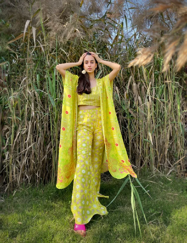 DESIREÉ LONG CAPE PANT TOP SET Elegant Palazzo Trousers