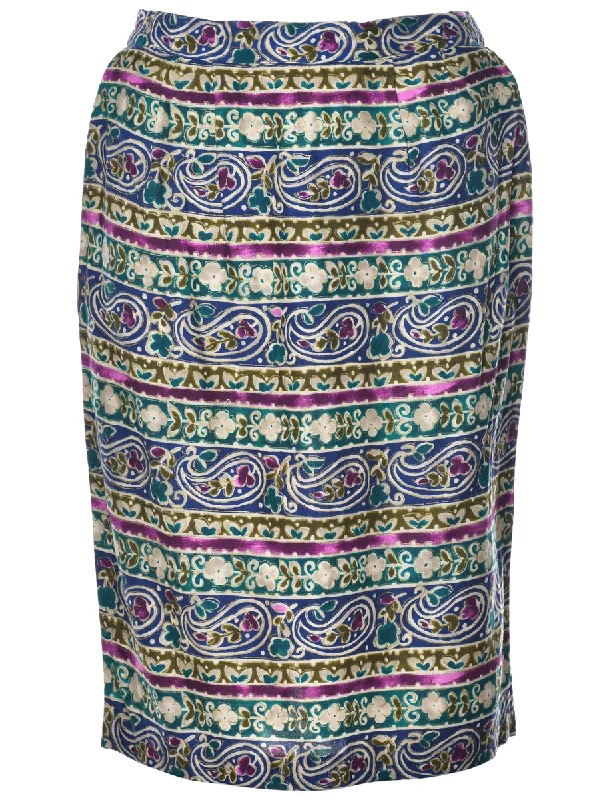 Paisley Print Skirt - M velvet skirt glossy