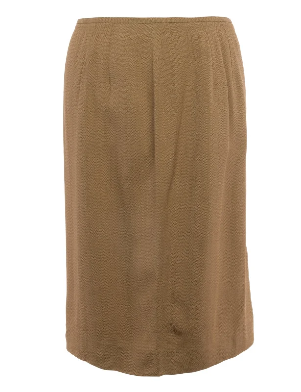 Patterned Brown Maxi Skirt - M cashmere skirt soft