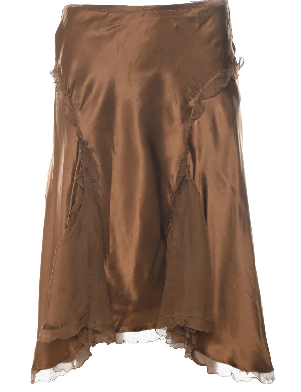 Silk Shiny Y2K Midi Skirt - XS corduroy skirt cozy