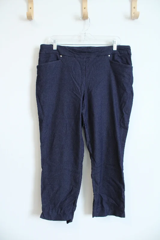 Hilary Radley Navy Denim Stretch Capri Pants | XL Trendy Velvet Pants