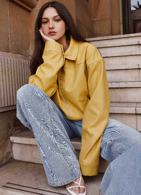 Elara Oversized Jacket - Yellow Hooded Jacket Caped Jacket Shawl Collar Jacket