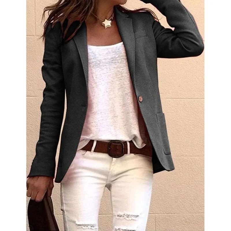 Spring Blazer Jacket Women Casual Pockets Long Sleeve Work Suit Coat Office Lady Solid Slim Blazers 2022 Trench Coat Raincoat Waterproof Jacket Spring Blazer Jacket Women Casual Pockets Long Sleeve Work Suit Coat Office Lady Solid Slim Blazers 2022 Trench Coat Raincoat Waterproof Jacket