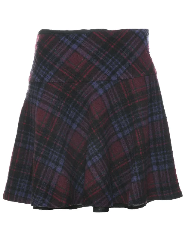 Ralph Lauren Checked A-line Skirt - M denim skirt casual