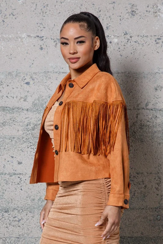 SUEDE FRINGE JACKET Striped Jacket Polka Dot Jacket Floral Jacket