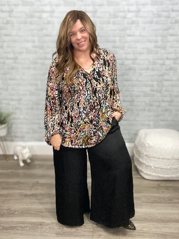 Forever Free Black Wide Leg Pants Cozy Fitted Pants